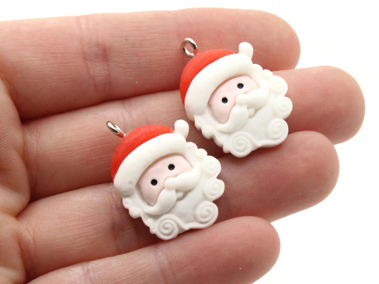 2 33mm Santa Claus Charms Miniature Cute Resin Christmas Charms